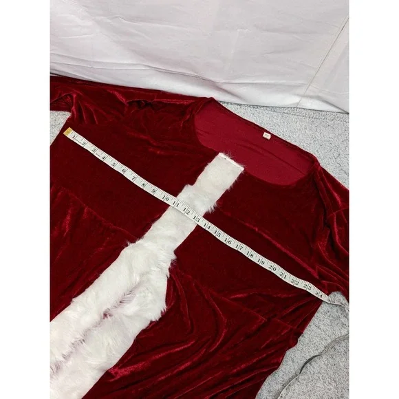 Mrs Santa Claus Velvet Costume Christmas Womens 4XL Hooded Belt Gloves New - Picture 5 of 16